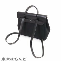 101702289 エルメス エールバッグ アド PM □H刻印 黒 ブラック トワルオフィシエ ヴァッシュ 2WAY バックパック リュック レディース_画像2