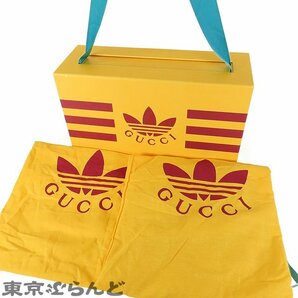 101702540 グッチ GUCCI アディダス コラボ プラットフォーム サンダル ゴールドブラウン GGキャンバス スライドサンダル 7 メンズ 未使用の画像8