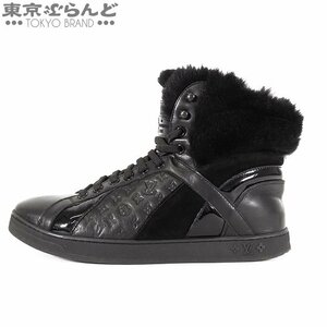 101701350 ルイヴィトン LOUIS VUITTON ファー付き ハイカット スニーカー ブラック レザー モノグラム 靴 シューズ ＃38 レディース