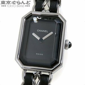 101687165 シャネル CHANEL プルミエール Mサイズ ブラック SS レザー 腕時計 レディース クォーツ式 電池交換済 仕上済