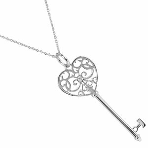  Tiffany TIFFANY&Co. Enchant Heart key necklace approximately 5.54g K18 WG white gold diamond [I211323147] used 
