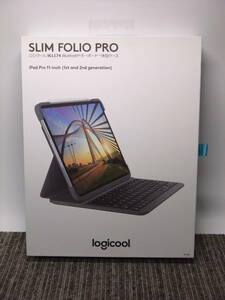 nc キ12-144 Logicool ロジクール SLIM FOLIO PRO 11インチ iPad Pro 第1・2世代 Bluetooth キーボードケース 黒 グレー iK1174 通電確認済