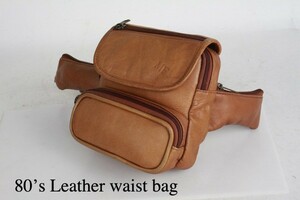  good leather quality 80 period Colombia made leather waist bag Vintage Vintage men's lady's old clothes American Casual back bag used cow leather 