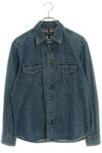 クロムハーツ Chrome Hearts DENIM WESTERN O/デニムウエスタン サイズ:SM（JVP) 袖クロスパッチクロスボタンデニム長袖シャツ 中古 SJ02