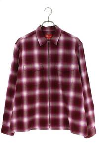 シュプリーム SUPREME 22AW Shadow Plaid Flannel Zip Up Shirt サイズ:S シャドウプレイドフランネルジップ長袖シャツ 中古 BS99