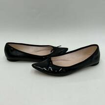 G @ フランス製 '高級感溢れる' repetto レペット LETHER フラット パンプス / バレエシューズ EU38 24cm レディース 婦人靴 BLACK 黒系_画像3