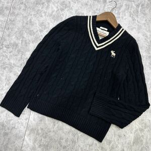 L @ 古着 '着心地抜群' Abercrombie & Fitch アバクロンビー＆フィッチ 長袖 アンゴラ WOOL混 ケーブルニット セーター XL 紳士服 トップス