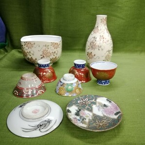 g_t P819 骨董 昭和レトロ 酒器を集めました。 中古の珍しい古い九谷焼陶器やTOTOがまだ食器を作っていた時代の品物です。の画像6