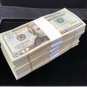【外国紙幣/Exchange】アメリカドル/USD 20ドル紙幣 500枚 10000ドル分 管理番号F49