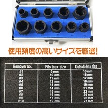 ナットツイスター ツイストナット セット 10点 9~19mm ボルトナット ボルト ナット 一撃 取り外し 錆びた なめた 固着 工具 メンテナンス_画像3