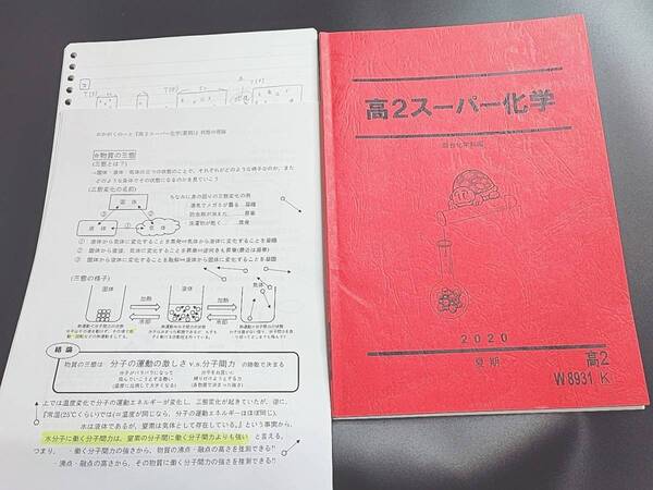 駿台　岡哲大先生　20年夏期　高2スーパー化学　テキスト・プリント板書フルセット　河合塾　鉄緑会　Z会　東進 　SEG