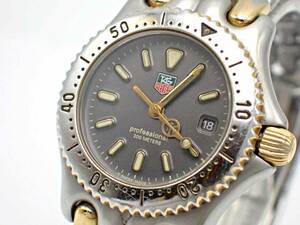 １円～☆稼働品☆TAG Heuer タグ・ホイヤー QZ レディース腕時計 プロフェッショナル200M S95.215 黒文字盤 デイト/J07518