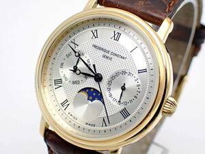 稼働品☆FREDERIQUE CONSTANT フレデリック コンスタント メンズ腕時計 QZ 1082093 クロノグラフ ムーンフェイズ/J068316