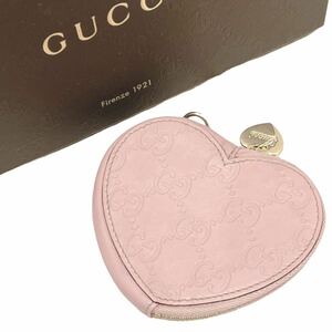 グッチ GUCCI コインケース 小銭入れ ハート グッチシマ GG柄 レザー 本革 総柄 ゴールド金具 ピンク レディース メンズ ウィメンズ