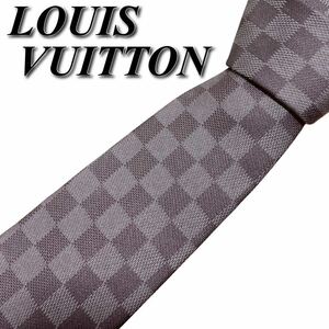 ルイヴィトン LOUISVUITTON ネクタイ ダミエ シルク100% 絹 イタリア ビジネス ロゴ ブラウン 茶色 メンズ