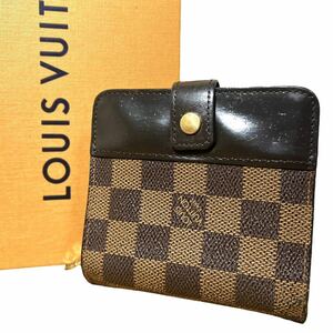 ルイヴィトン LOUIS VUITTON ダミエ コンパクトジップ ラウンドファスナー エベヌ 折り財布 ブラウン 茶色 レザー 本革 N61668 スペイン