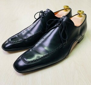 マグナーニ レザードレスシューズ 25.5 黒 高級 紳士靴 MAGNANI ビジネス 革靴 イタリア