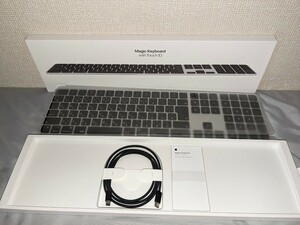 送料無料 美品 アップル Apple シリコン Mac モデル 用 Touch ID搭載 Magic Keyboard ブラック テンキー付き/JIS配列 A2520 MMMR3J/A Black