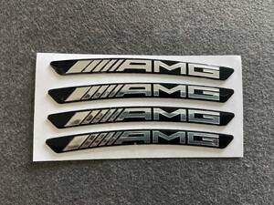 AMG メルセデスベンツ ホイールリム デカール ステッカー 9CM 車用 4枚セット アルミ バッジエンブレム ブラック 簡単取付 04番