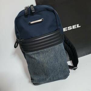 概ね美品◇◇ディーゼル DIESEL◇ワンショルダーバッグ ボディーバッグ ネイビーxブラック　pv素材xキャンバス×レザー 　メンズ ブランド