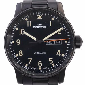 【訳あり品】FORTIS フォルティス フリーガー デイデイト 自動巻き メンズ 腕時計 ブラック 純正SSベルト 595.18.158【いおき質店】