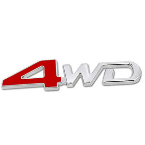 エンブレム 4WD ステッカー /D/レッド×シルバー/ カスタム パーツ カー用品 3D プレミアム バックドア 外装