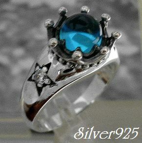  silver 925 silver. side Star blue zirconia × zirconia attaching Crown .. ring /27 number last 1 piece /S&A Silver