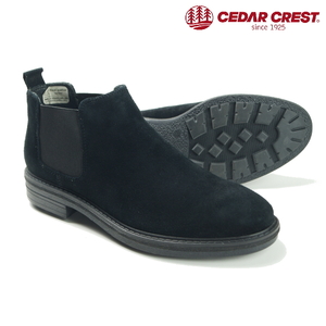 【新品・箱付】セダークレスト CEDAR CREST《大人カジュアル 》上質本革 はっ水 スエード サイドゴア ブーツ 黒 27cm