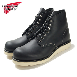 【未使用・箱付】定価4.2万レッドウィング RED WING《上質クロムレザー》8165 6inch ラウンド プレーントゥ ワークブーツ 黒US7.5D USA製 