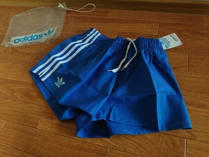 希少　当時物　adidas 青×白　ADP-9B　アディダス　短パン　ショートパンツ　体操服　ブルーホワイト　3本線 胴囲72 