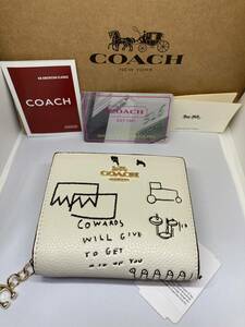 ☆新品未使用　正規品　COACH　コーチ　C5587　二つ折り財布　バスキア　コラボ商品　マルチ/ゴールド　アイボリー　IMT6W☆