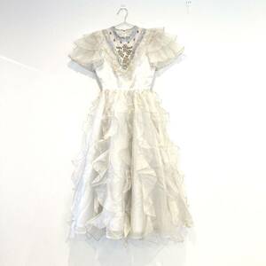 クラウディア ドレス ウェディング 9T ホワイト スパンコール ビジュー ブライダル コンサート 発表会 舞台衣装 イベント ロングドレス 