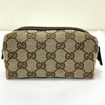 ◆グッチ GUCCI◆GG柄 29596 2888 ポーチ 化粧ポーチ コスメポーチ ブラウン GGキャンバス レザー レディース メンズ 箱付 小物入れ_画像5