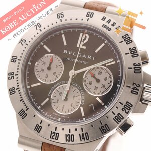 ■ ブルガリ 腕時計 CH40STA ディアゴノ タキメトリック クロノグラフ 自動巻き 約98.7g メンズ シルバー 文字盤 ブラック 付属品付き