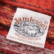 ■ ジャミーソンズ ニットベスト フェアアイル柄 スコットランド製 トップス メンズ M オレンジ系 ウール100_画像7