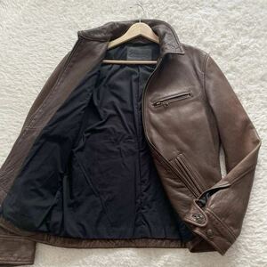 【JACKROSE ANTIQUE/ジャックローズ】山羊革◎ゴートスキン 革ジャン ダークブラウン ダブルジップ ライダース レザージャケット(3/L相当) 