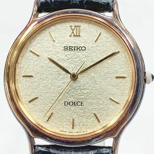 SEIKO セイコー DOLCE ドルチェ 5E61-0A70 クオーツ メンズ腕時計 ゴールド文字盤 ヴィンテージ R阿1122☆