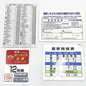 JR西日本 案内板・時刻表 まとめて4点 あいうえお順 運賃表/精算方法の案内/サンライズ出雲 プレート 他 鉄道グッズ多数出品中 R阿1201☆