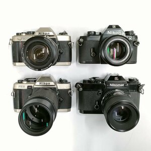 Nikon FM10 , FE10 , EM , EL + 50mm f1.4 , 90mm f2.5 他 MF 一眼レフ 4点セット まとめ ●ジャンク品 [8078TMC]