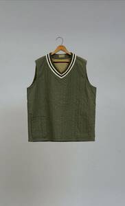 *Nigel Cabourn(nai гель *ke-bon)*FRENCH HOSPITAL VEST-STRIP QUILT( French ho spitaru лучший - полоса стеганый )*46*Green*