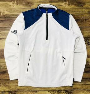 衝撃プライス！【様々なシーンで大活躍！】【サイズO！】【adidas アディダス】ハーフジップトップス ホワイト スポーツウェア N-T45