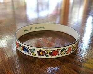  Austria P.Melzer enamel bangle flower Vintage Austria handicraft hand made 