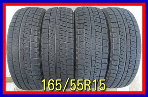 ■中古タイヤ■　165/55R15 75Q BRIDGESTONE ICE PARTNER2 ワゴンR N-BOX ミラ ムーブ タント等 冬タイヤ スタッドレス　送料無料 B54