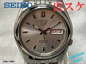 【可動品】SEIKO5 セイコーファイブ AT JEWEL スケルトン腕時計 自動巻き 7S26-01V0 ヴィンテージ