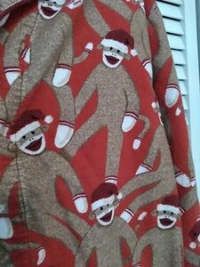 Nick & Nora Men's Medium Santa Sock Monkey Flannel Pajamas Cotton 海外 即決