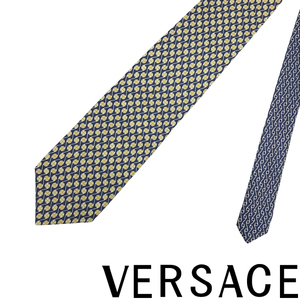 【中古】【非常に良い】VERSACE ネクタイ ブランド ベルサーチ ヴェルサーチェ ブルー×イエロー【剣先幅：9cm】R-VE-T-0060-02