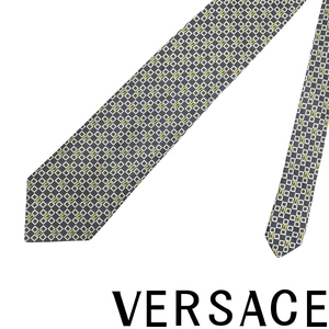 【中古】【非常に良い】VERSACE ネクタイ ブランド ベルサーチ ヴェルサーチェ ブラック×ホワイト 【剣先幅：9cm】R-VE-T-0060-01