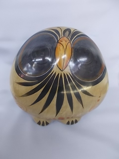 Less than half price ~ New Famous artist Owl figurine Mexico Owl Daruma Hand-painted Handmade Natural Direct import, Handmade items, interior, miscellaneous goods, ornament, object