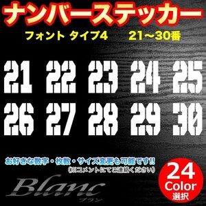 ★ヘルメット ナンバー タイプ4　21～30番 ステッカー 番号 数字 野球 ベースボール ソフトボール アイスホッケー スポーツ ゼッケン