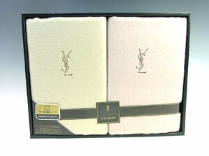 ◆未使用◆YVES SAINT LAURENT/イヴサンローラン◆ウール混 モッサーシーツ 2P 2枚セット◆ピンク/ベージュ◆140×240cm◆柔らかい◆寝具◆